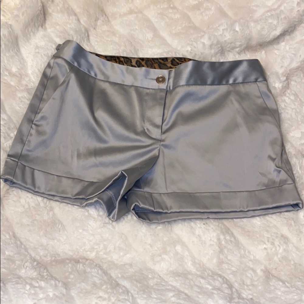 Express Silver Satin Shorts